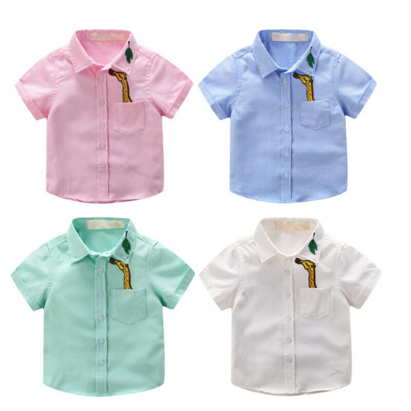 Boys' Short Sleeved Plain Polyester Shirt