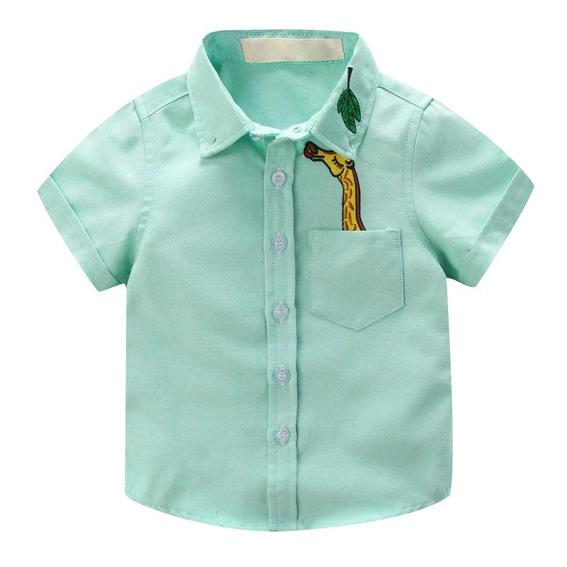 Boys' Short Sleeved Plain Polyester Shirt