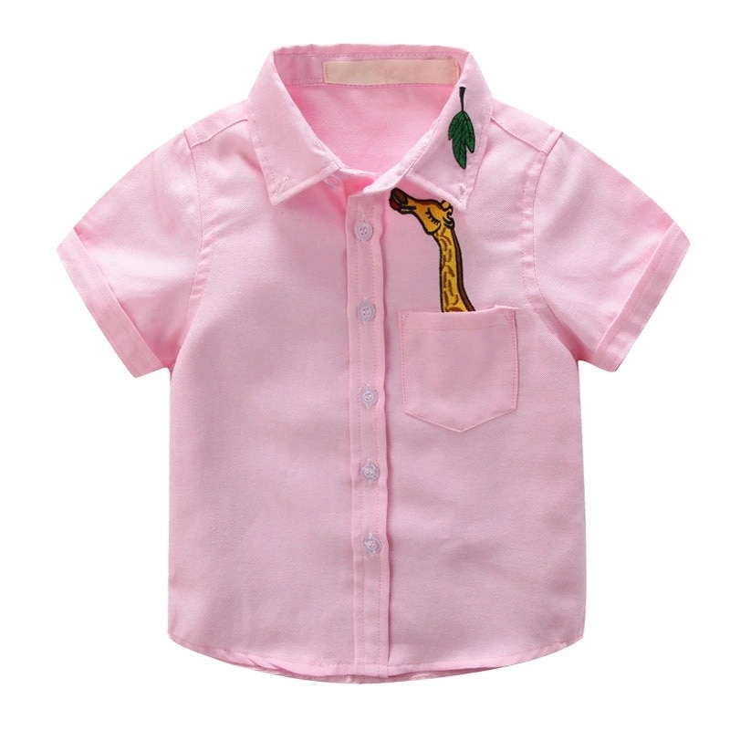Boys' Short Sleeved Plain Polyester Shirt