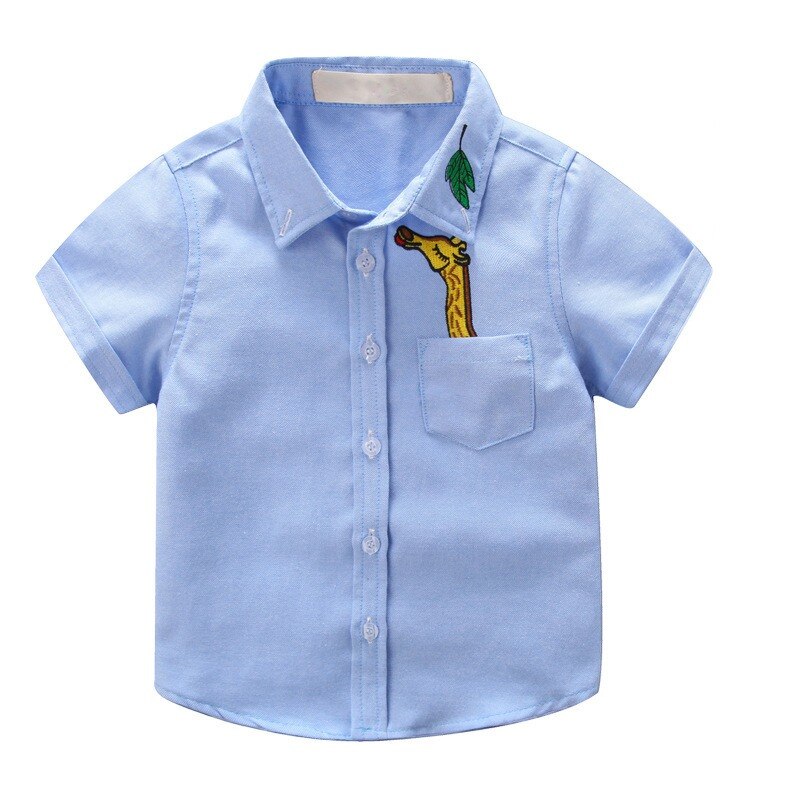 Boys' Short Sleeved Plain Polyester Shirt
