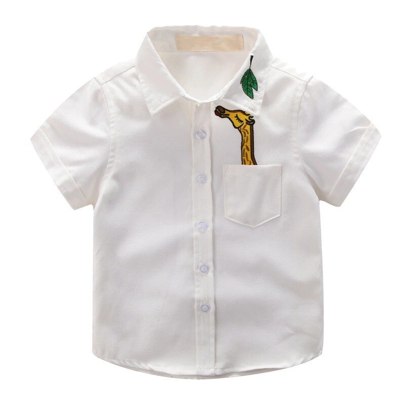 Boys' Short Sleeved Plain Polyester Shirt