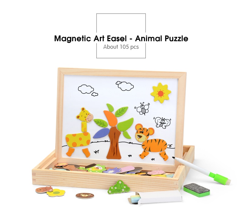 Kid's Magnetic Wooden Puzzle 100 Pcs