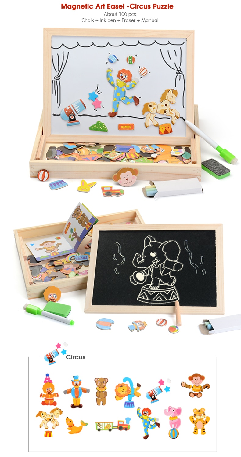 Kid's Magnetic Wooden Puzzle 100 Pcs