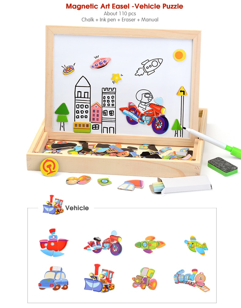 Kid's Magnetic Wooden Puzzle 100 Pcs