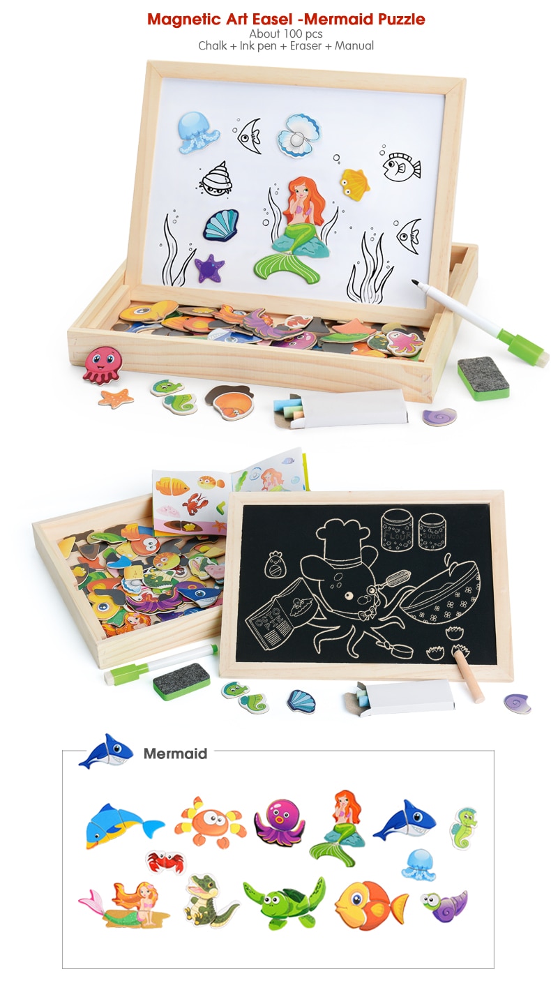 Kid's Magnetic Wooden Puzzle 100 Pcs