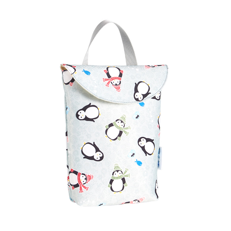 Reusable Waterproof Baby Diaper Bag with Cartoon Print