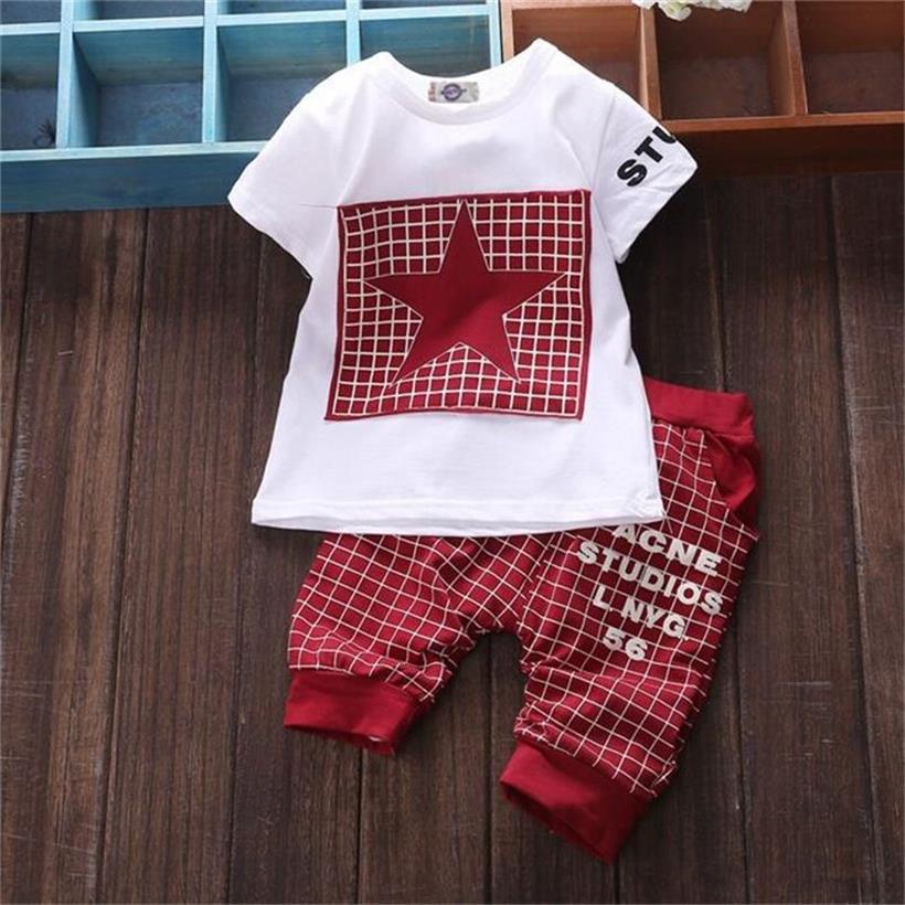 Baby Boy's Plaid Printed Summer Clothing Set