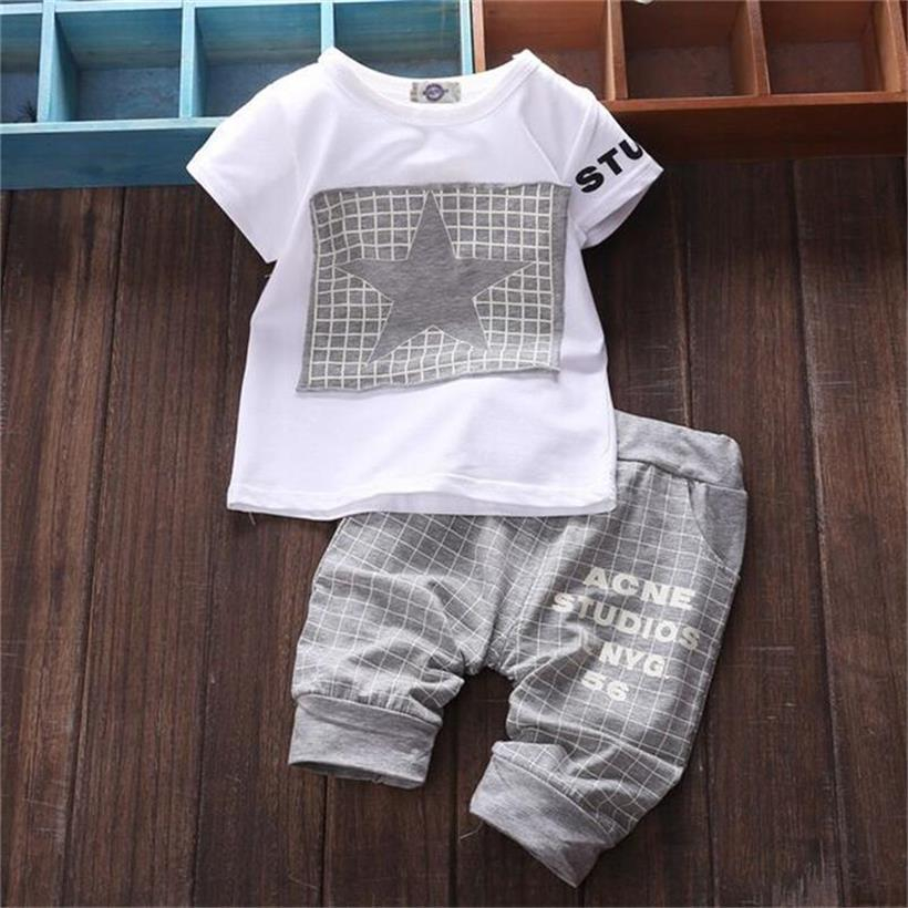 Baby Boy's Plaid Printed Summer Clothing Set