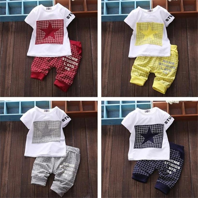 Baby Boy's Plaid Printed Summer Clothing Set